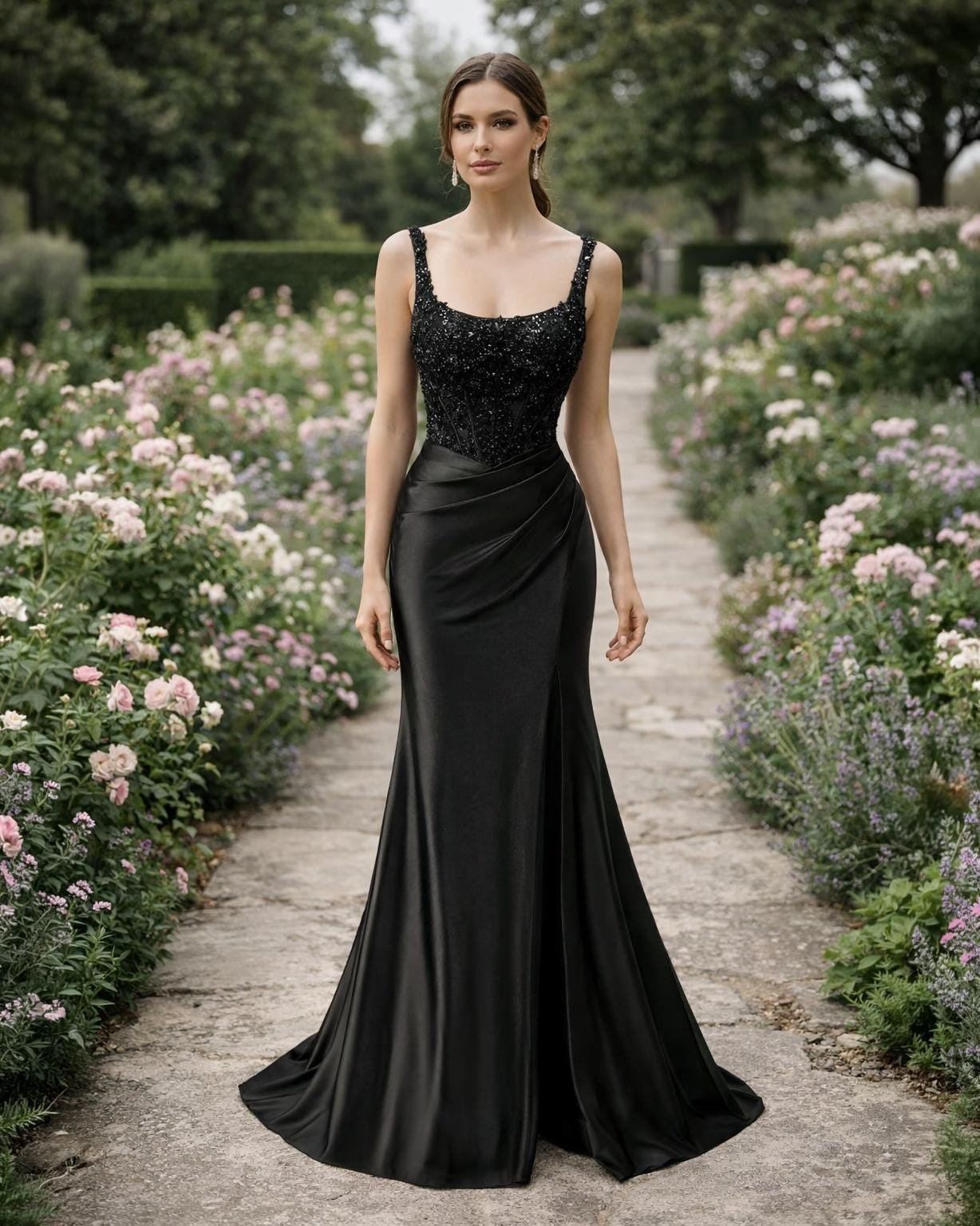 Custom Made Beaded Evening Gown