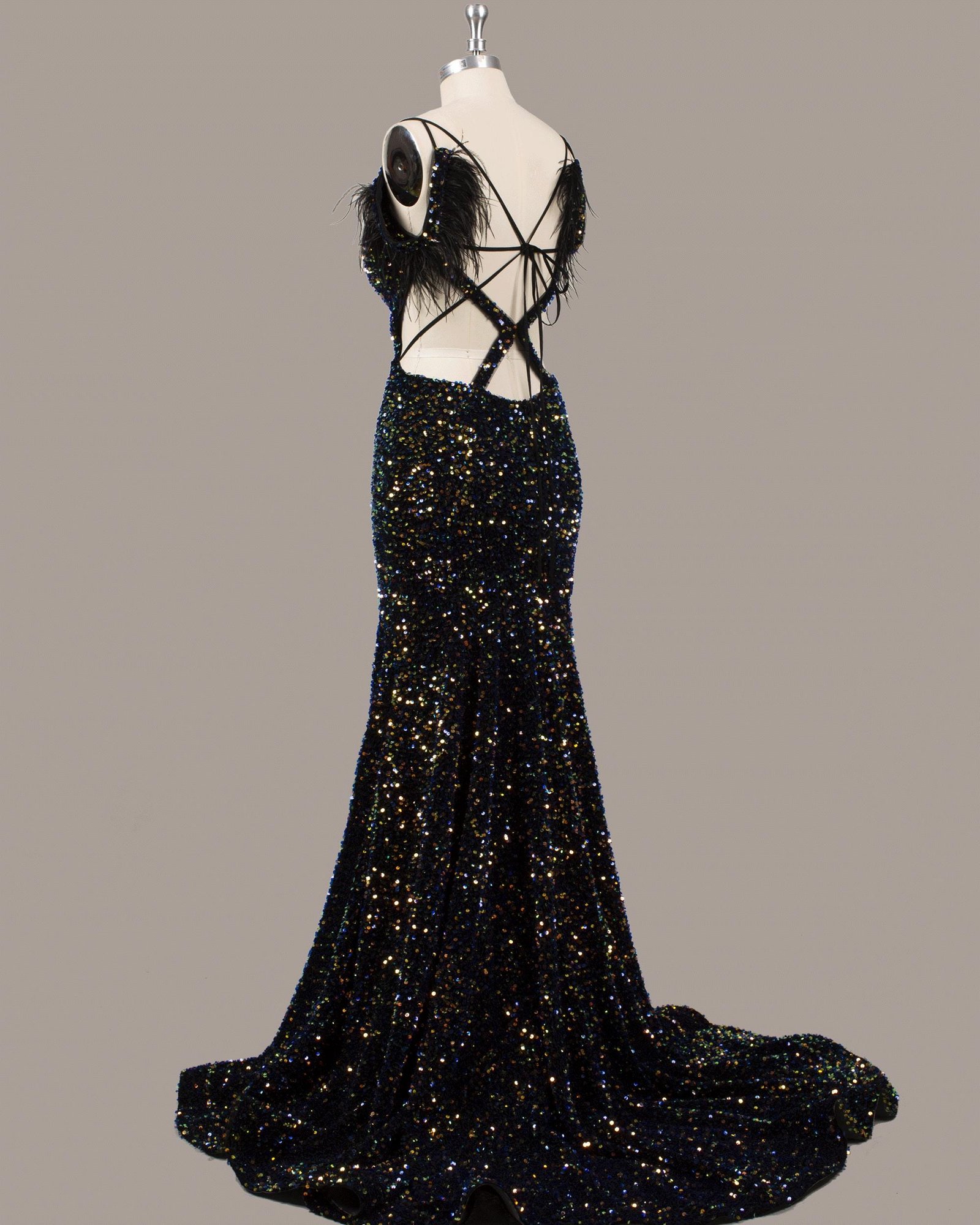 Black Prom Dress 2026 Glitter Maximalism, Custom Made Satin Evening Gown, Formal Gala Wear - Image 4