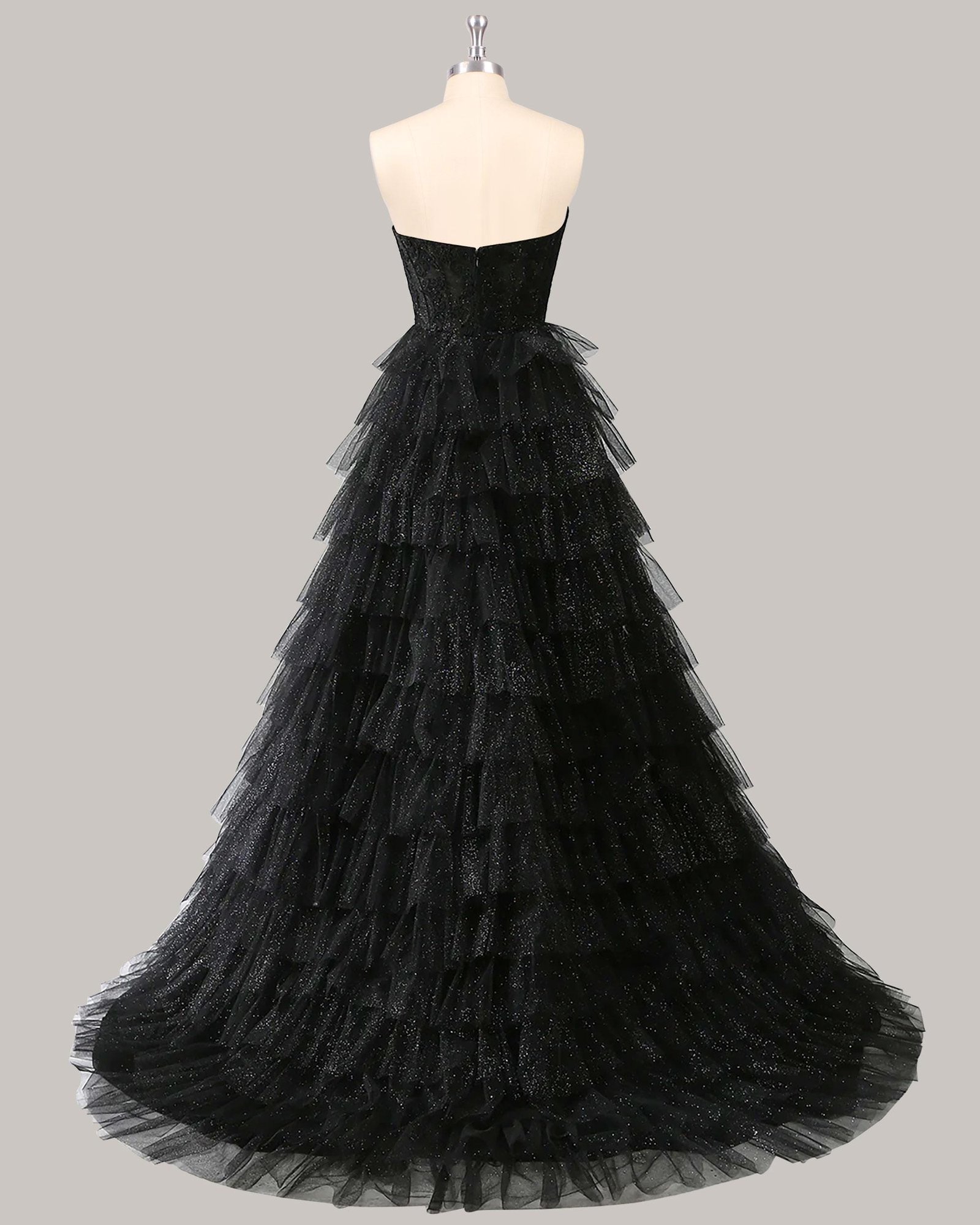 Black Prom Dress 2026 Glitter Maximalism, Custom Made Satin Evening Gown, Formal Gala Wear - Image 4