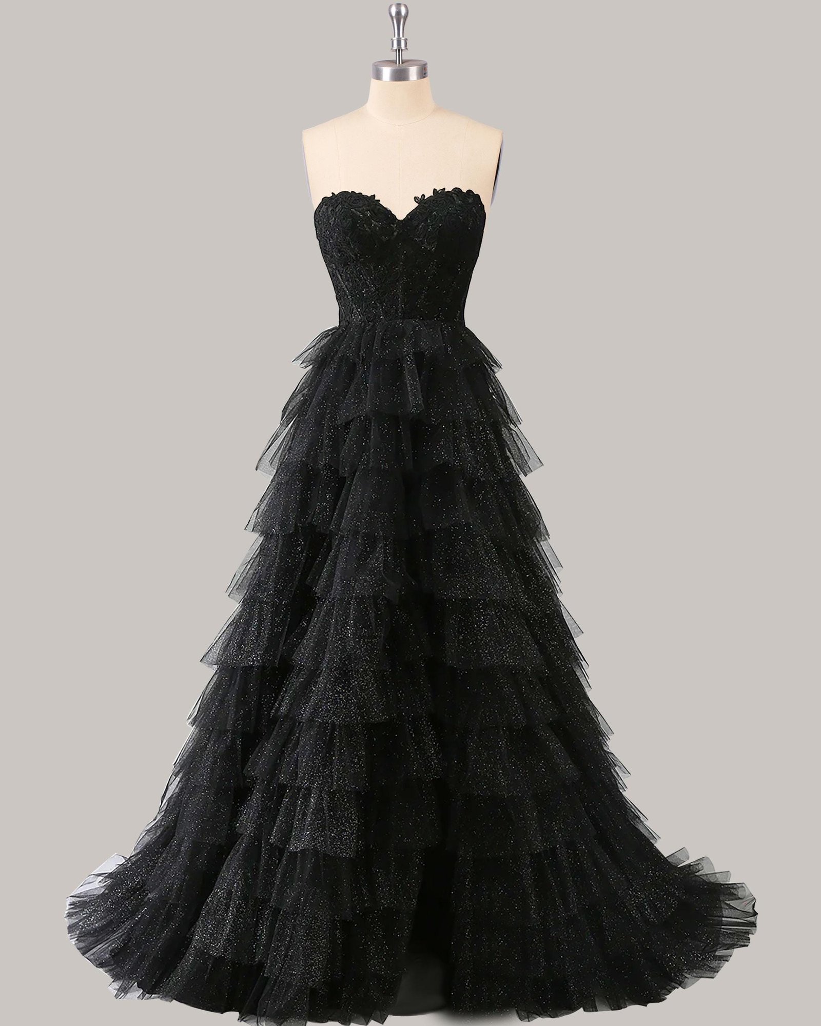 Black Prom Dress 2026 Glitter Maximalism, Custom Made Satin Evening Gown, Formal Gala Wear - Image 5