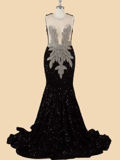 Custom Made Crystal Evening Gown