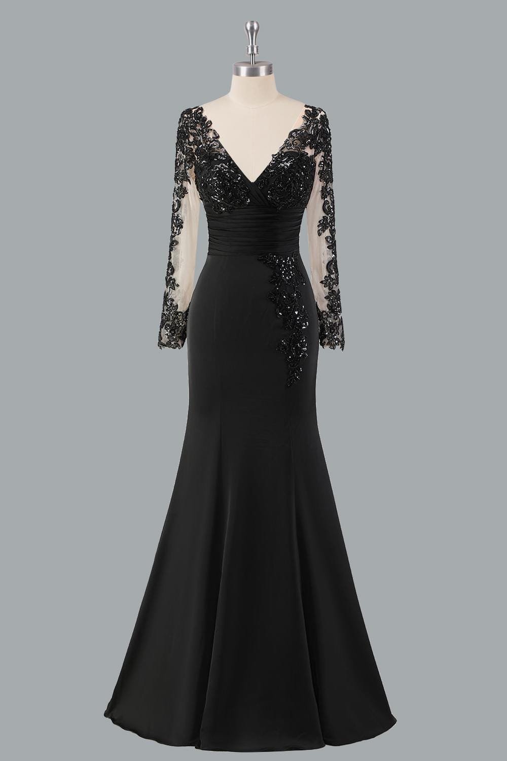 Black Prom Dress 2026 Regencycore Lace, Custom Made Satin Evening Gown, Formal Gala Wear - Image 4