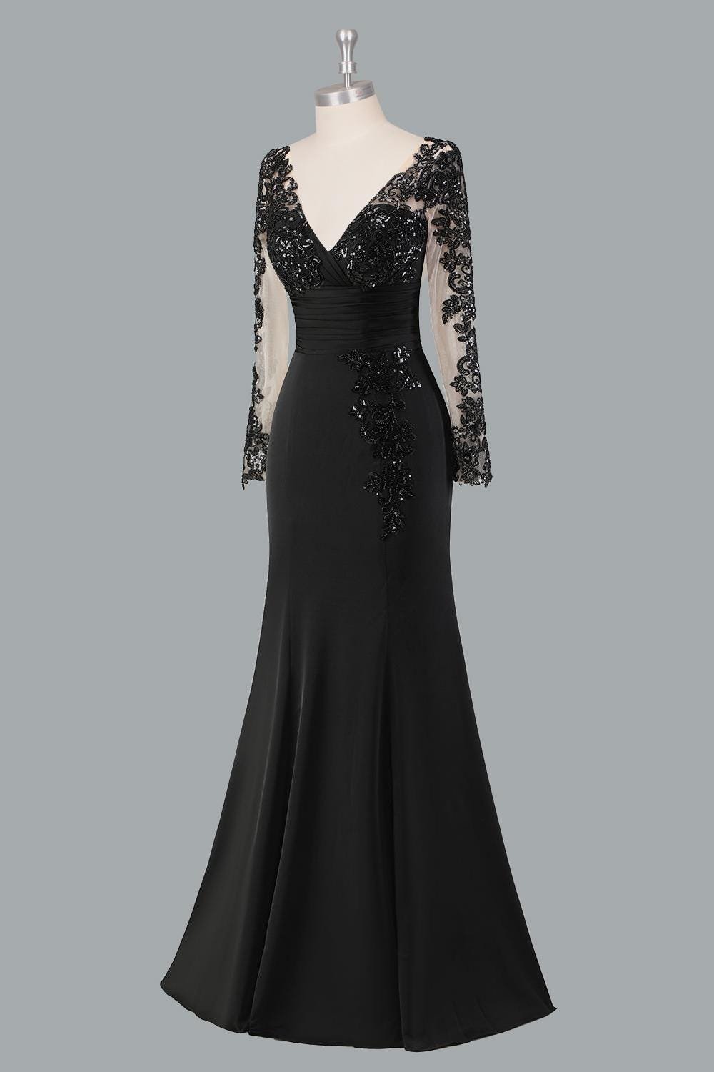 Black Prom Dress 2026 Regencycore Lace, Custom Made Satin Evening Gown, Formal Gala Wear - Image 5