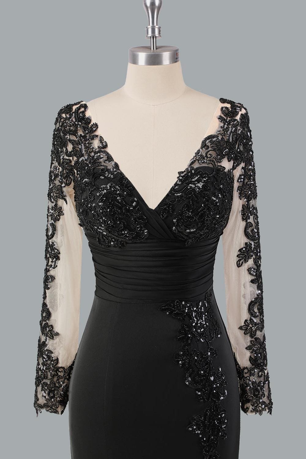 Black Prom Dress 2026 Regencycore Lace, Custom Made Satin Evening Gown, Formal Gala Wear - Image 7
