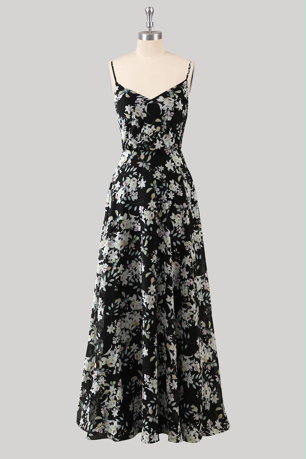 Black Prom Dress 3D Floral Applique, Custom Made Chiffon Evening Gown, Formal Gala Wear - Image 4