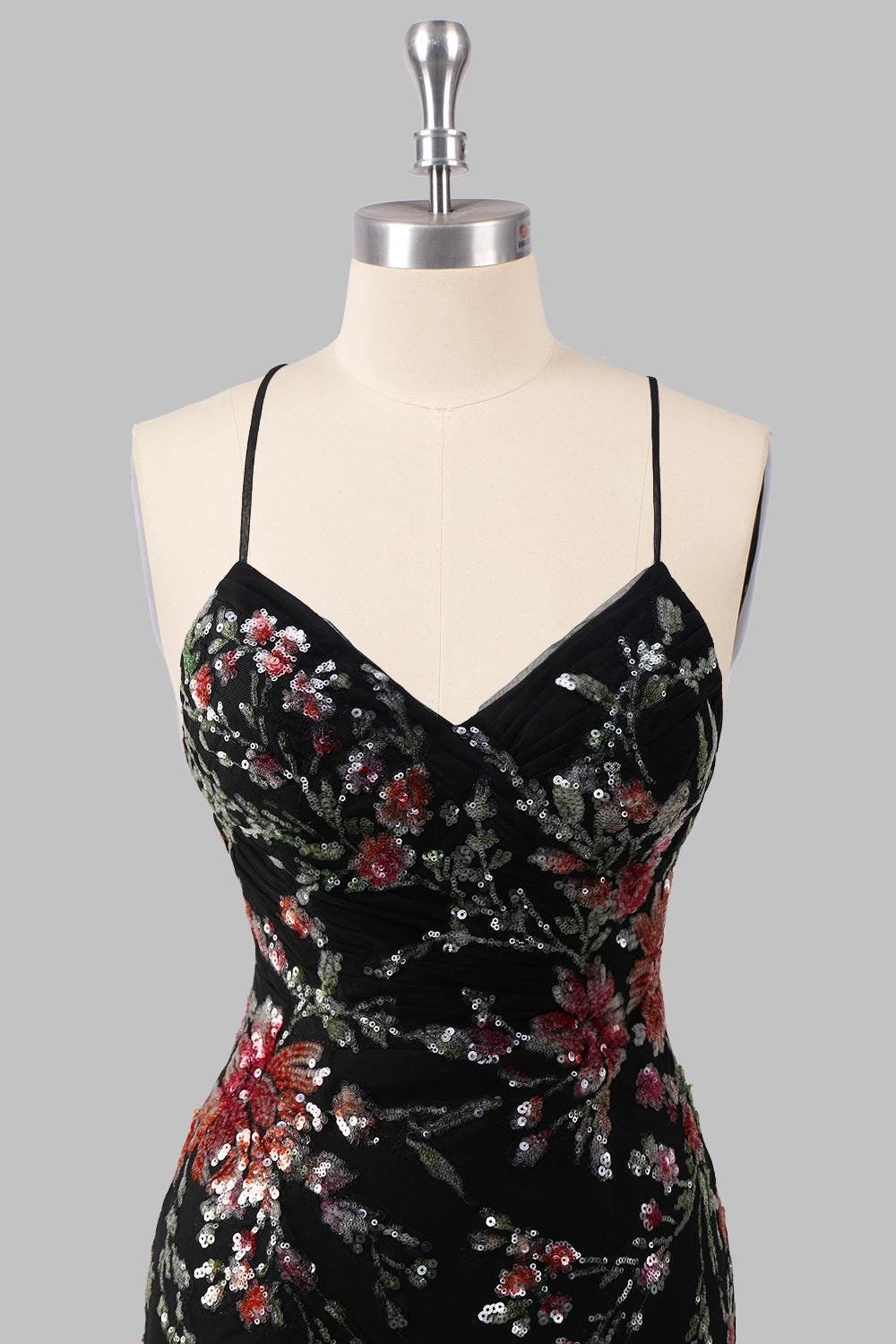 Custom Black Sequin Applique Prom Dress Red Floral Mermaid Gown,Elegant Gothic Wedding Guest Gown, Plus Size Fit, Bespoke Evening Dress 2026 - Image 5