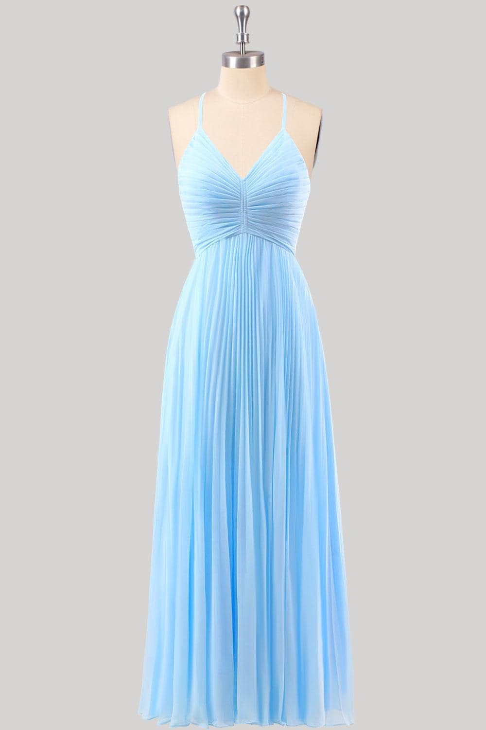 Blue Prom Dress 2026 Ethereal Style, Custom Made Chiffon Evening Gown, Formal Gala Wear - Image 4