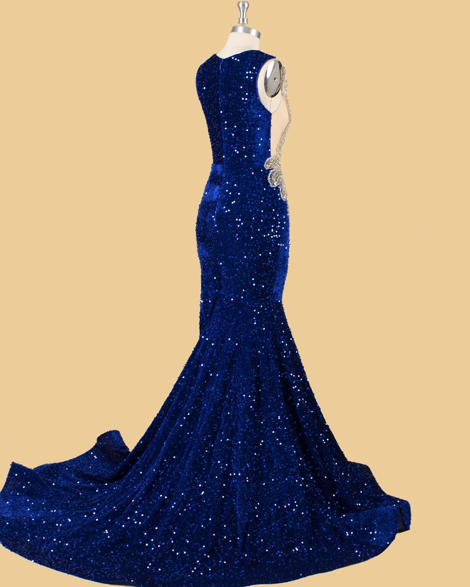 Blue Prom Dress 2026 Regencycore Lace, Custom Made Crystal Evening Gown, Formal Gala Wear - Image 4