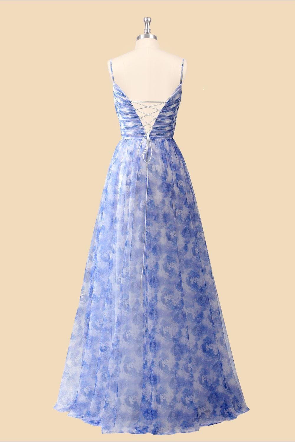 Blue Wedding Dress 3D Floral Applique, Custom Made Bridal Gown, Outdoor Wedding Wear - Image 4