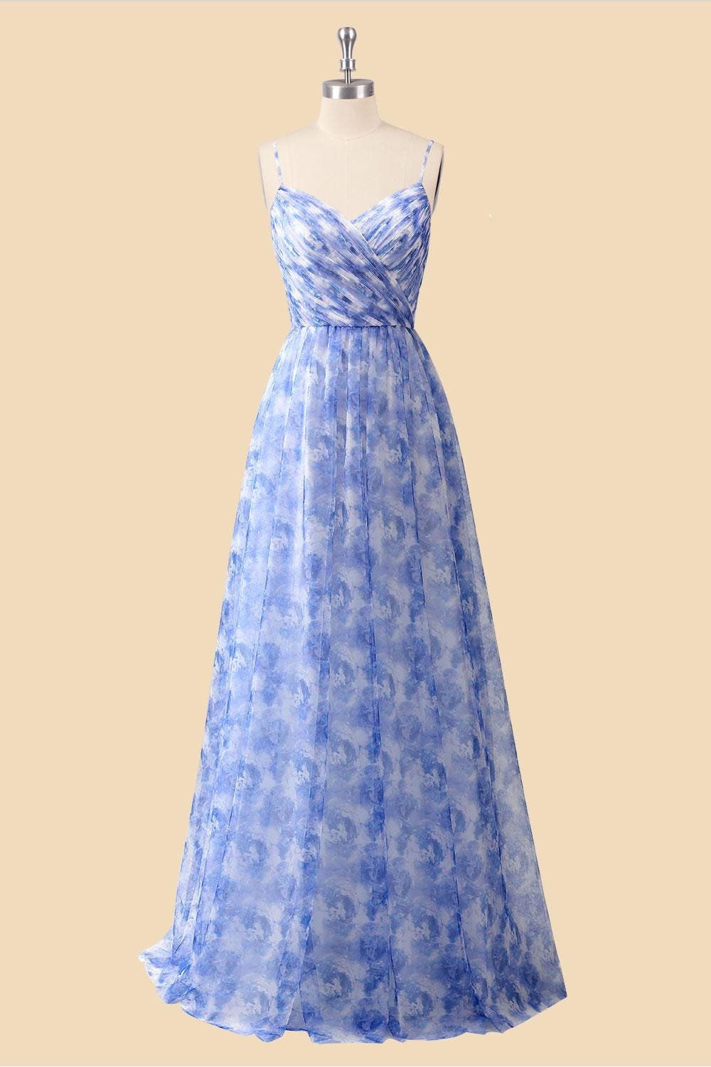 Blue Wedding Dress 3D Floral Applique, Custom Made Bridal Gown, Outdoor Wedding Wear - Image 5