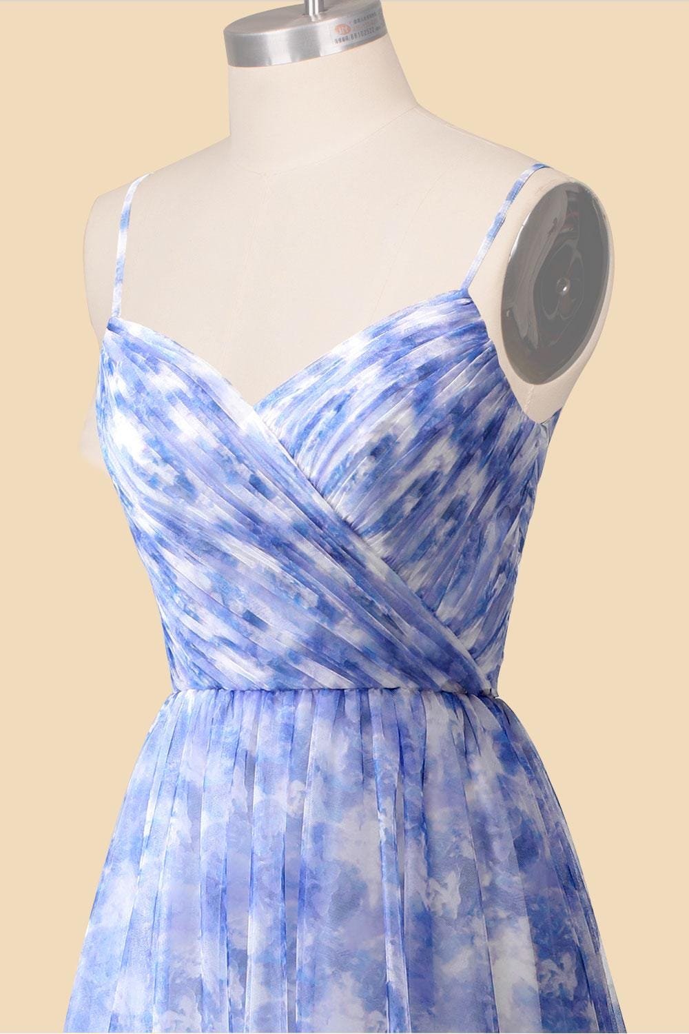 Blue Wedding Dress 3D Floral Applique, Custom Made Bridal Gown, Outdoor Wedding Wear - Image 6