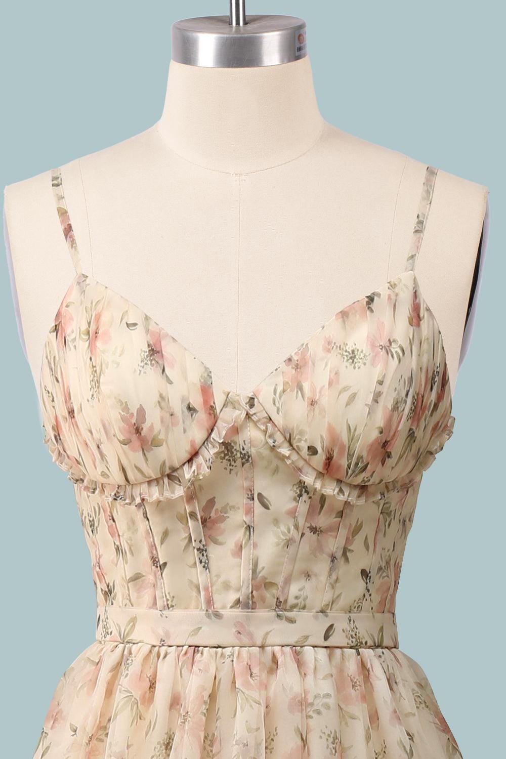 Champagne 2026 Prom Dress with 3D Floral Appliqué Custom Printed Flower Chiffon Evening Gown - Image 6