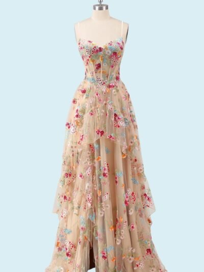 Custom Made Embroidery Evening Gown