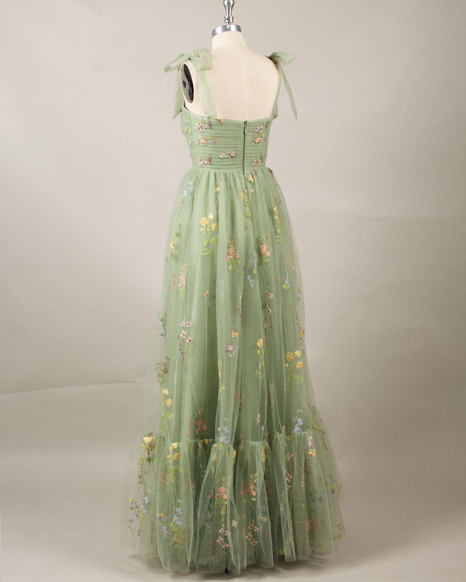 Champagne Prom Dress 3D Floral Appl, Custom Made Satin Evening Gown, Formal Gala Wear - Image 5