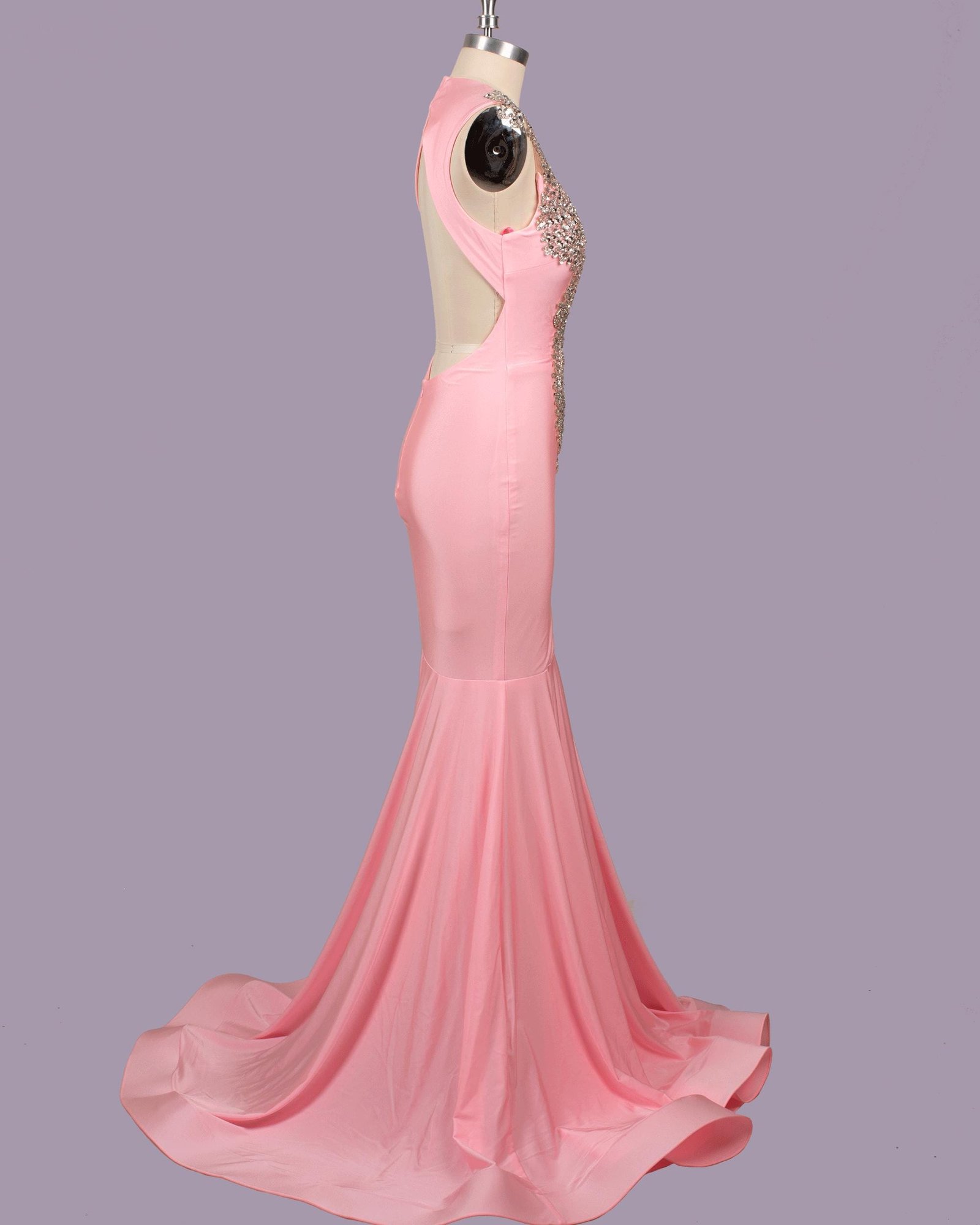 Custom Crystal Pink Mermaid Prom Dress Beaded Luxury Evening Gown Formal Garden Party Attire - Image 5