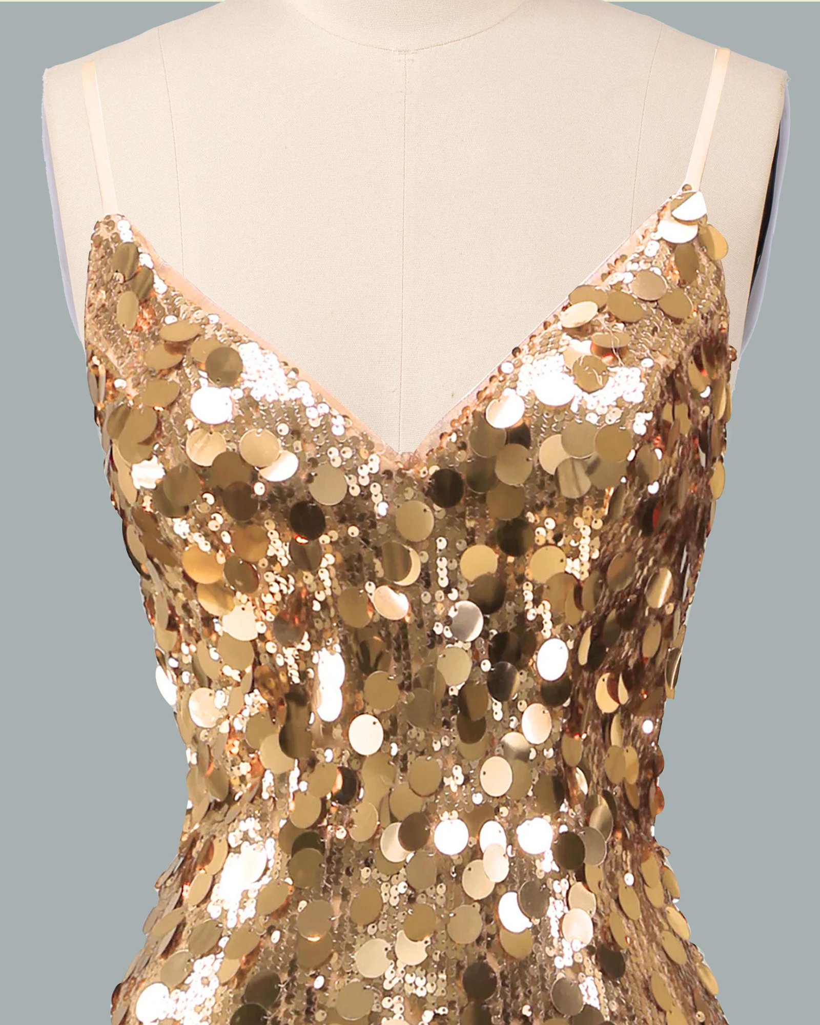 Custom Gold Sequin Prom Dress 2026 Glitter Maximalism, V-neck Mermaid Evening Gown, Luxury Gold Gala Dress, Formal Party Wear, Bespoke Fit - Image 6