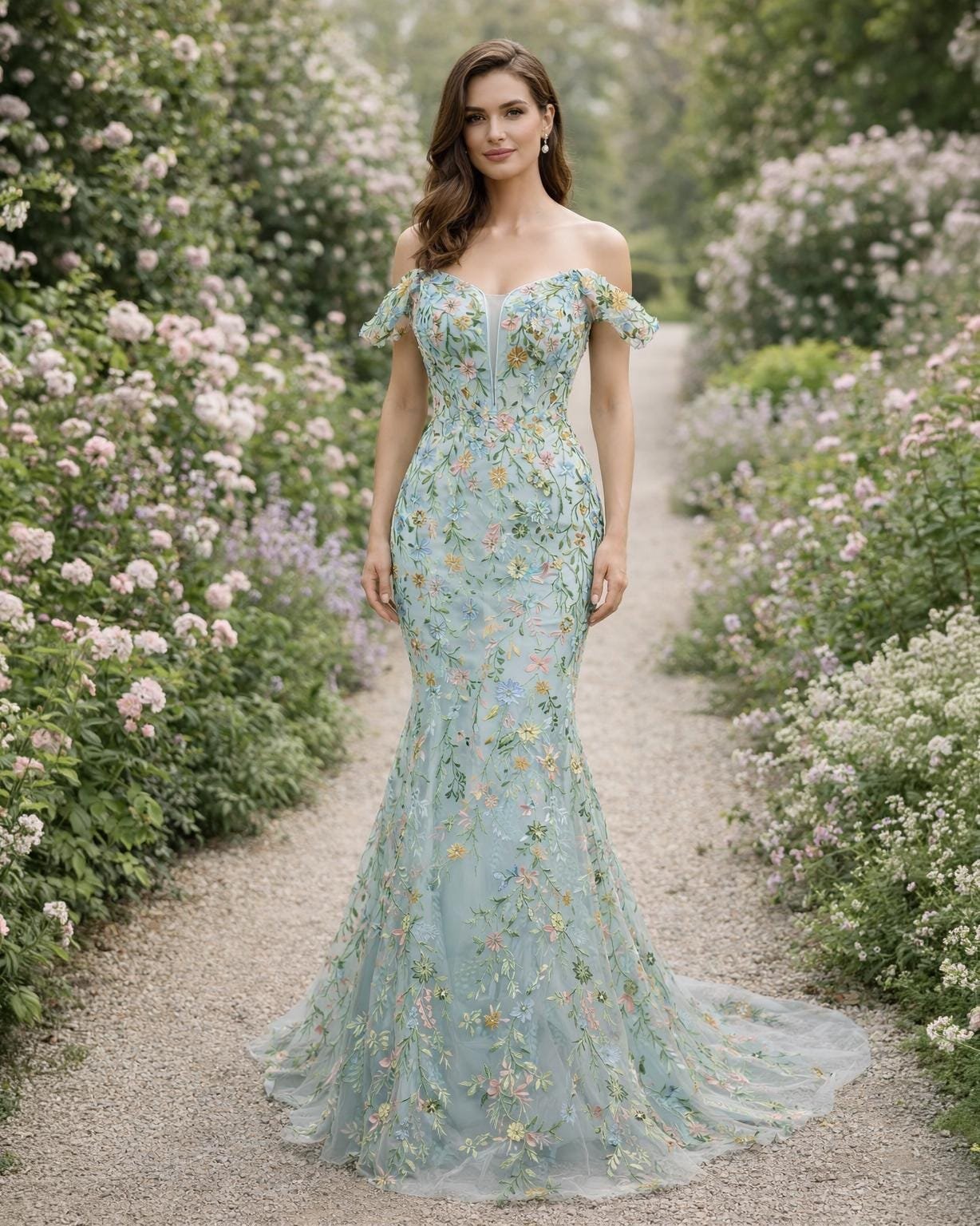 Whimsical Ice Blue Evening Dress