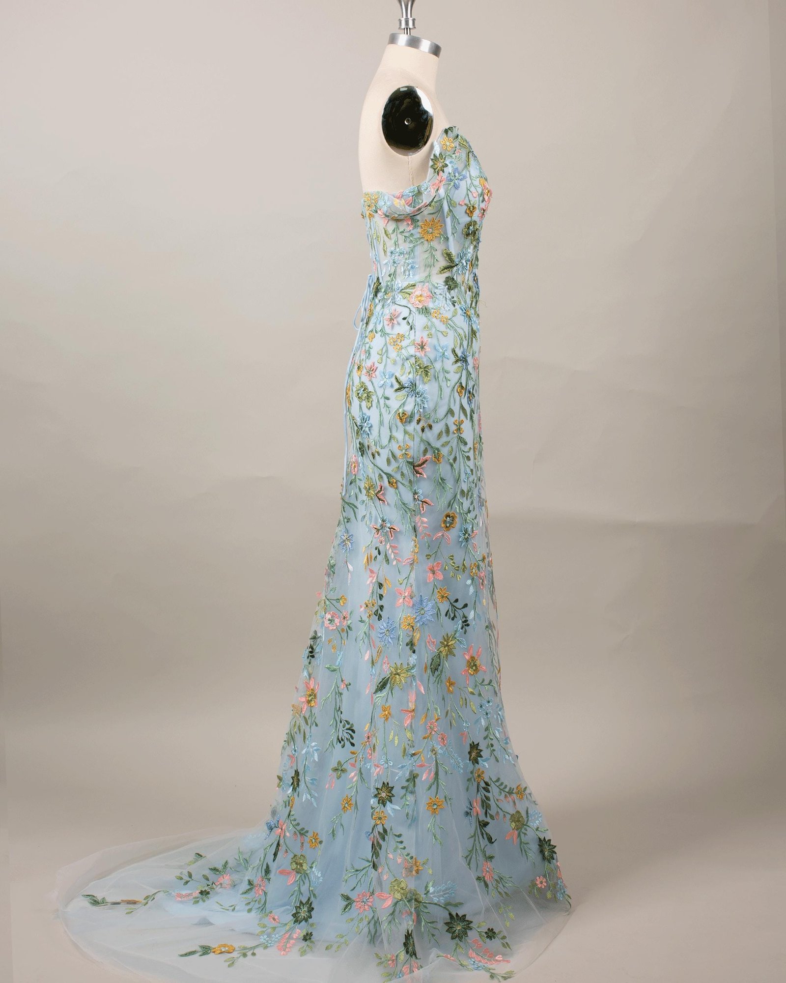 Custom Light Blue 3D Floral Prom Dress Airy Flower Applique Gown, Whimsical Ice Blue Evening Dress, Fairycore Graduation Gown, Bespoke Fit - Image 6