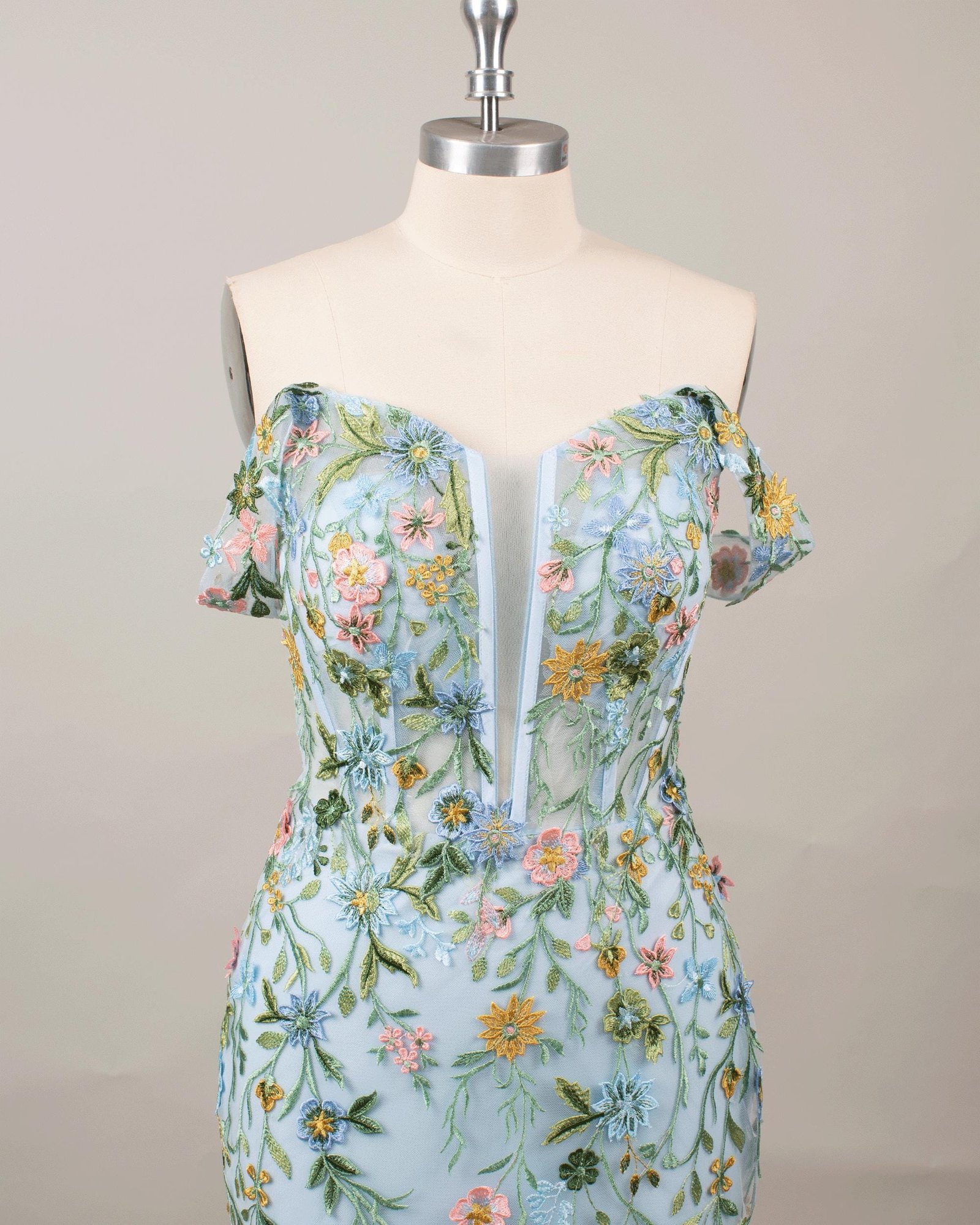 Custom Light Blue 3D Floral Prom Dress Airy Flower Applique Gown, Whimsical Ice Blue Evening Dress, Fairycore Graduation Gown, Bespoke Fit - Image 7