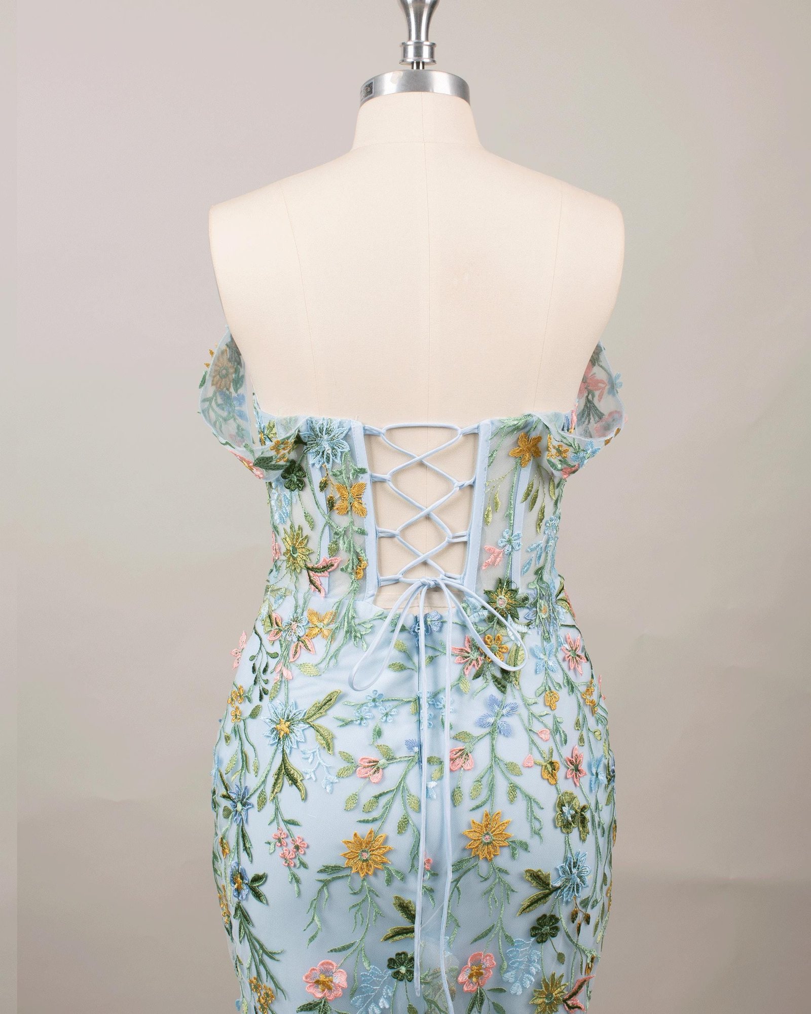 Custom Light Blue 3D Floral Prom Dress Airy Flower Applique Gown, Whimsical Ice Blue Evening Dress, Fairycore Graduation Gown, Bespoke Fit - Image 8