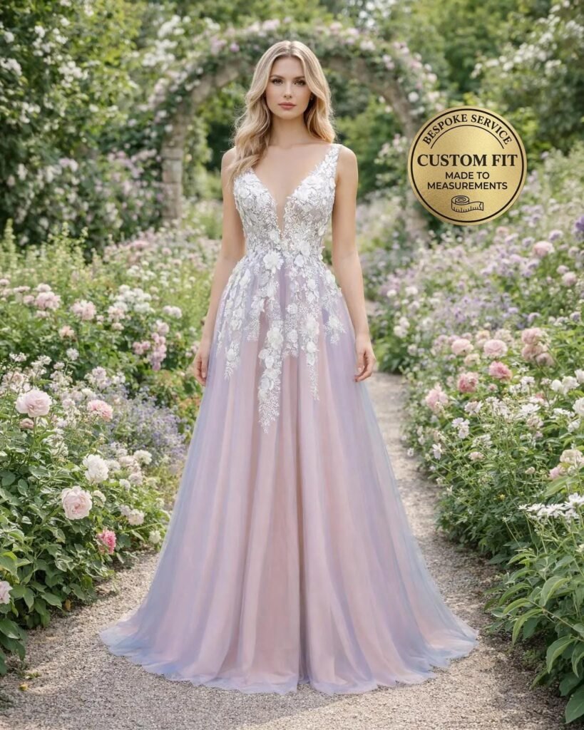 Custom  Purple Prom Dress with 3D Floral Appliqué and Luxury Embroidery Formal Gala Wear