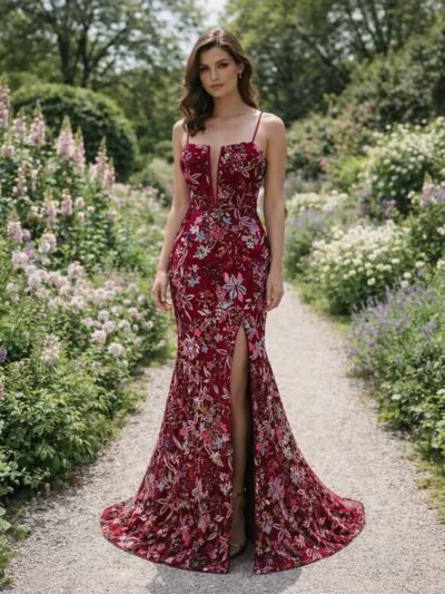 3D Floral Applique Formal Gala Wear