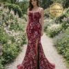Custom Red Satin Evening Gown