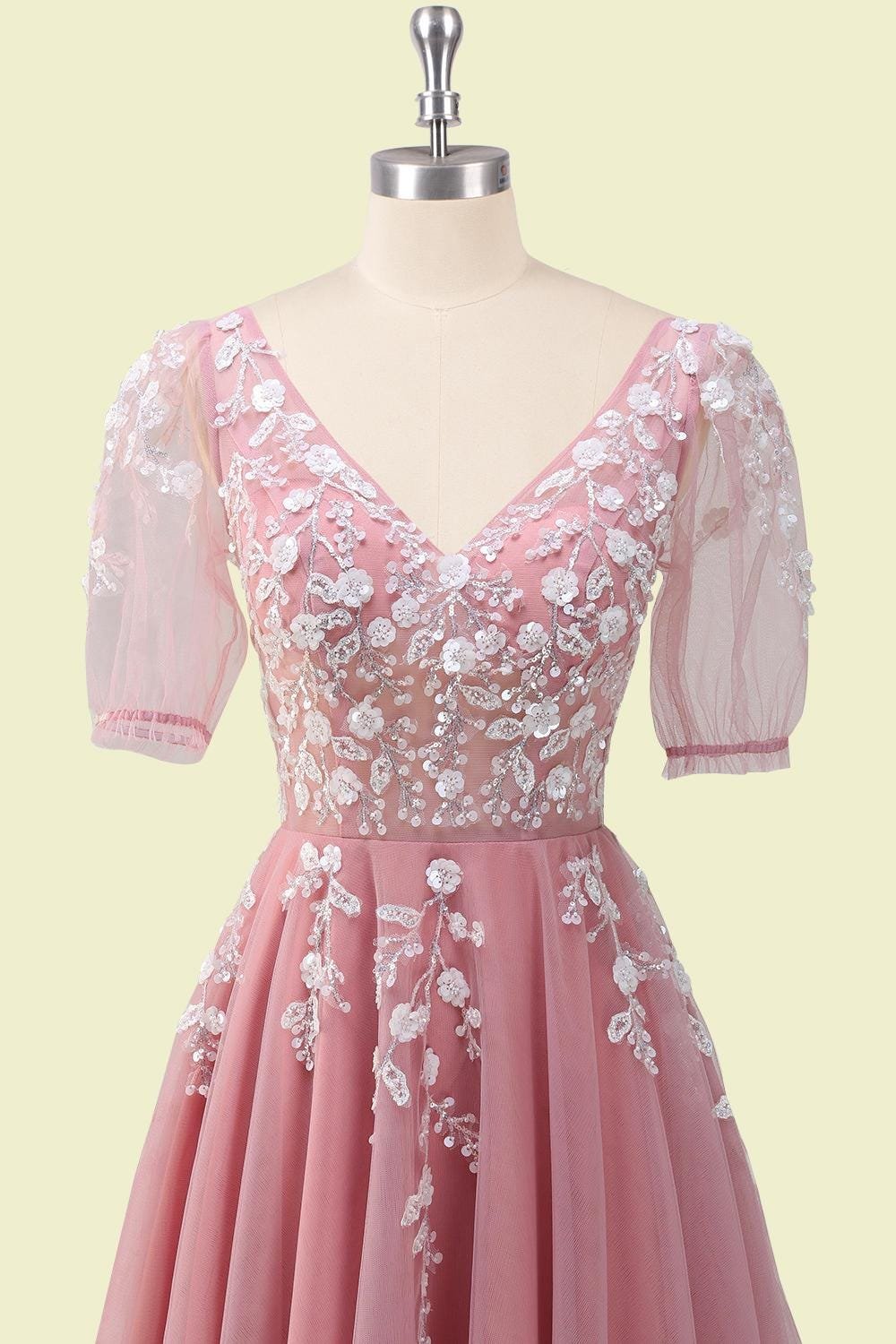 Custom Royal Blue Prom Dress Floral Embroidery Tulle A-Line Formal Evening Wedding Guest Gown - Image 6