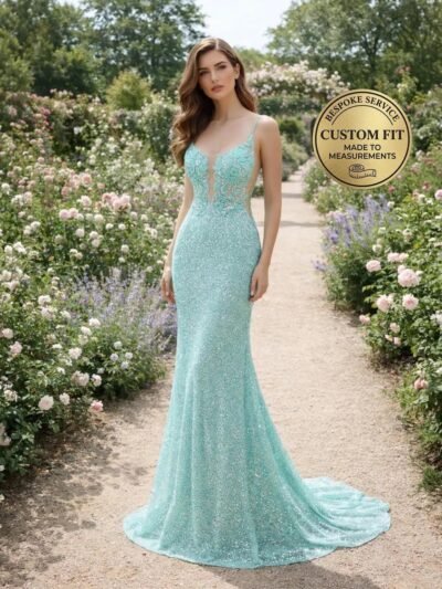 Cyan Prom Dress 2026 Regencycore Lace