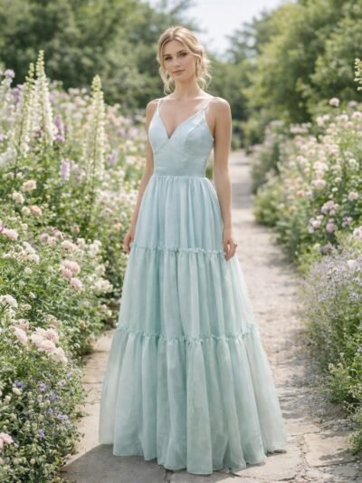 Dusty blue Wedding Dress Sleek Minimalis