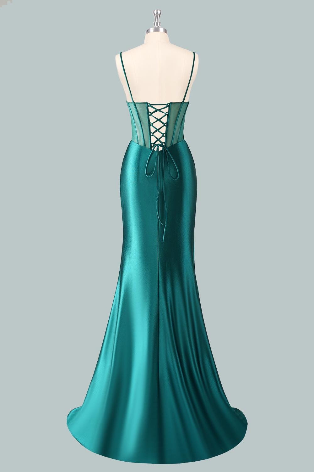 Green Prom Dress 2026 Ethereal Style, Custom Made Satin Evening Gown, Formal Gala Wear - Image 4