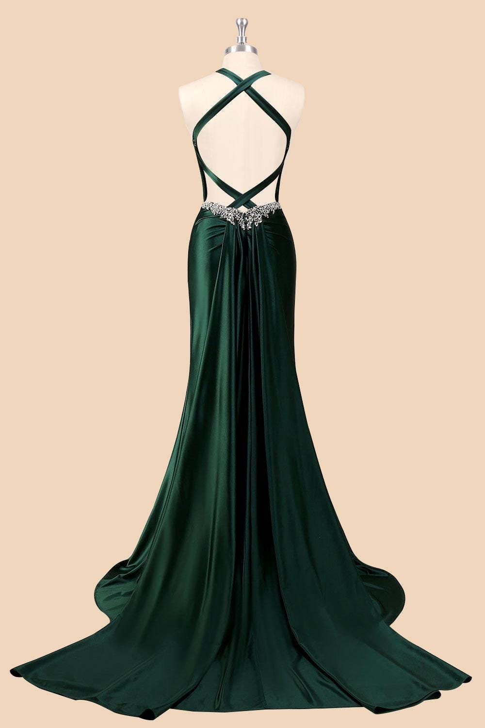 Green Prom Dress 2026 Ethereal Style, Custom Made Satin Evening Gown, Formal Gala Wear - Image 5