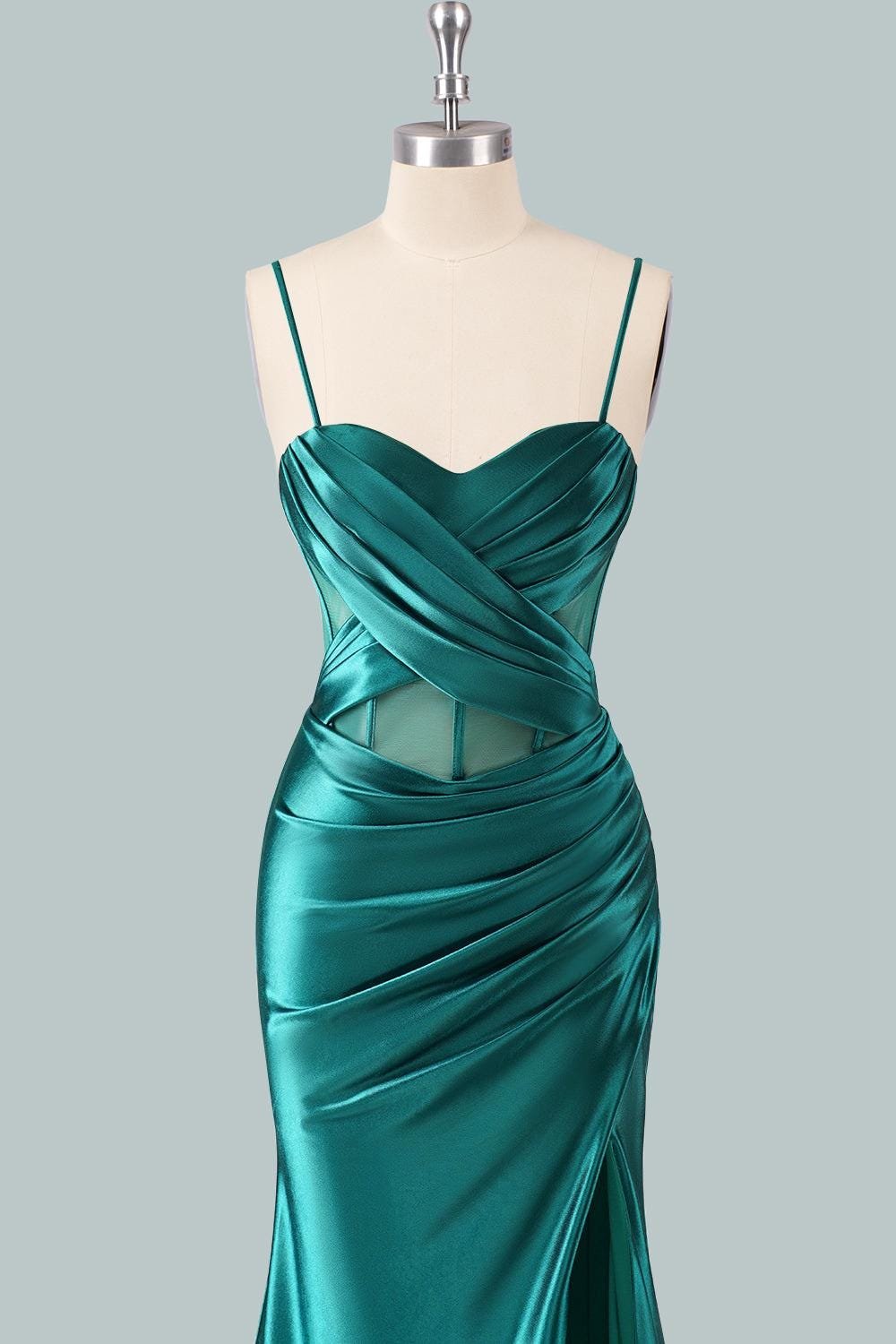 Green Prom Dress 2026 Ethereal Style, Custom Made Satin Evening Gown, Formal Gala Wear - Image 6