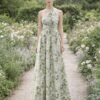 Green Prom Dress 3D Floral Applique