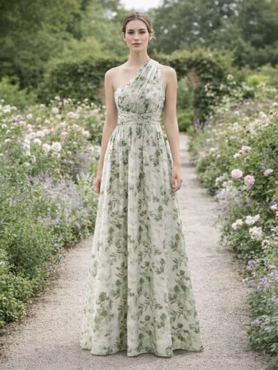 Green Prom Dress 3D Floral Applique