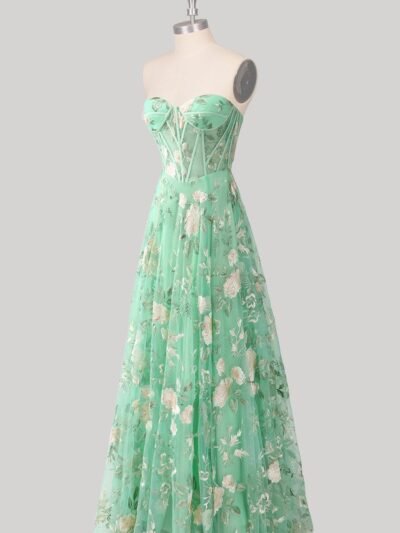 Custom Made Embroidery Evening Gown