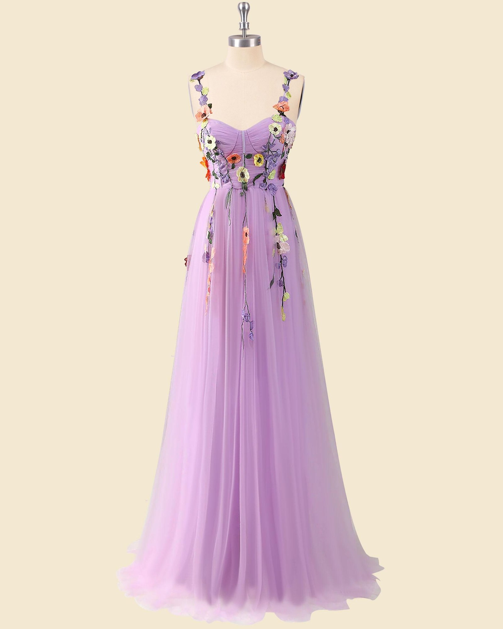 Green Prom Dress 3D Floral Applique, Custom Made Embroidery Evening Gown, Formal Gala Wear - Image 5