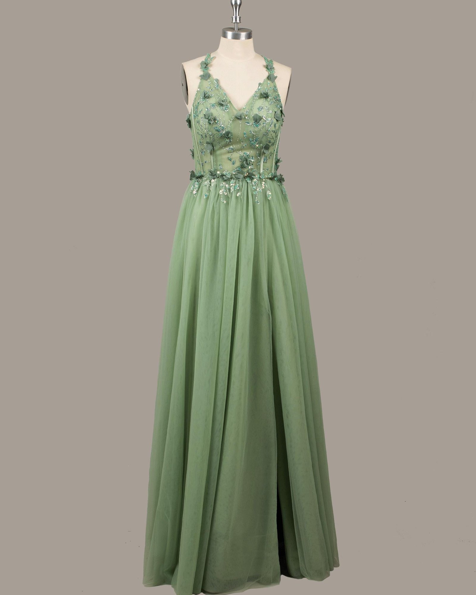 Custom Made Satin Evening Gown