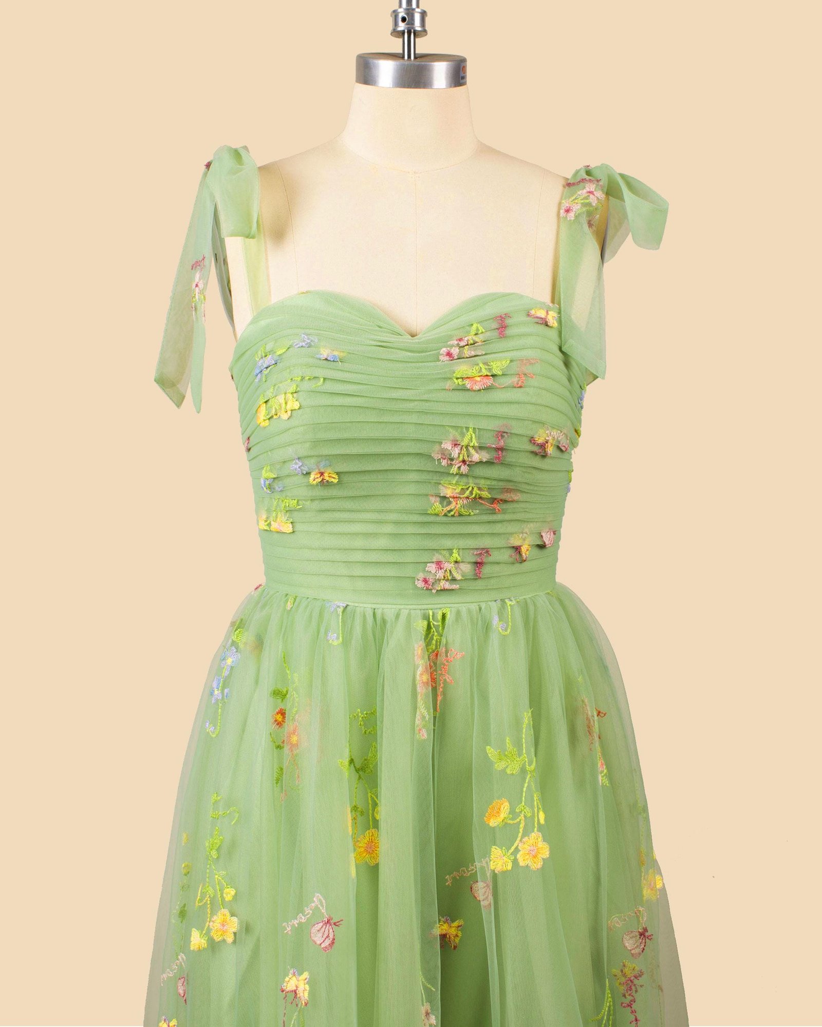 Green Prom Dress 3D Floral Applique, Custom Made Satin Evening Gown, Formal Gala Wear - Image 6