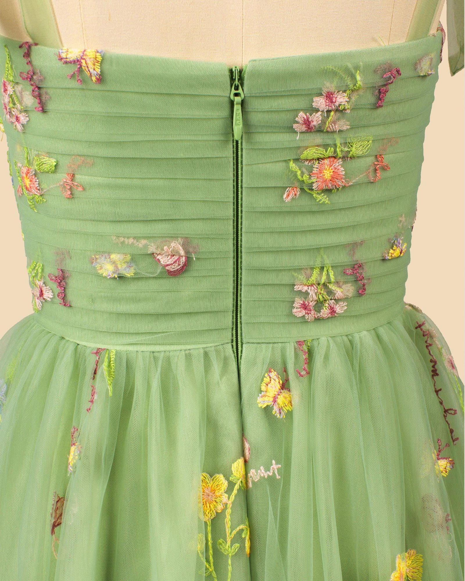 Green Prom Dress 3D Floral Applique, Custom Made Satin Evening Gown, Formal Gala Wear - Image 7