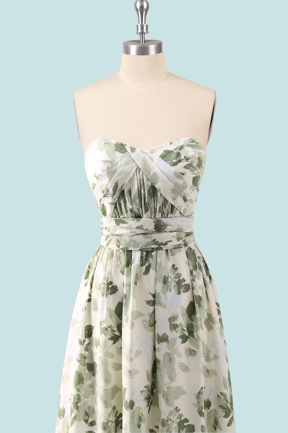 Green Wedding Dress 3D Floral Applique, Custom Made Chiffon Bridal Gown, Outdoor Wedding Wear - Image 5