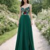 Green Wedding Dress 3D Floral Applique