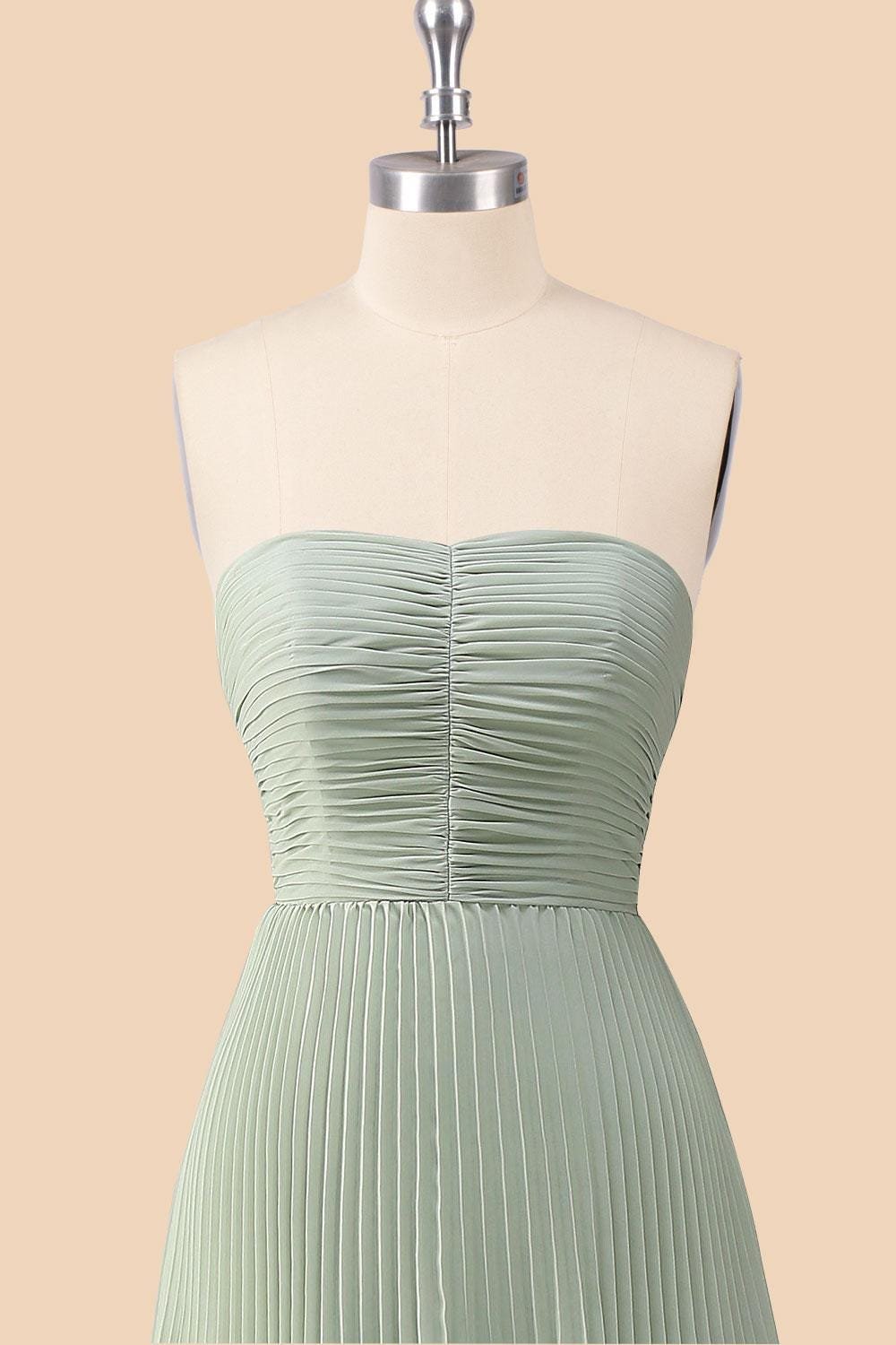 Green Wedding Dress Sleek Minimalism, Custom Made Chiffon Bridal Gown, Outdoor Wedding Wear - Image 6