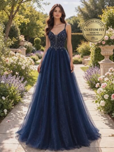 Navy Prom Dress 2026 Glitter Maximalism
