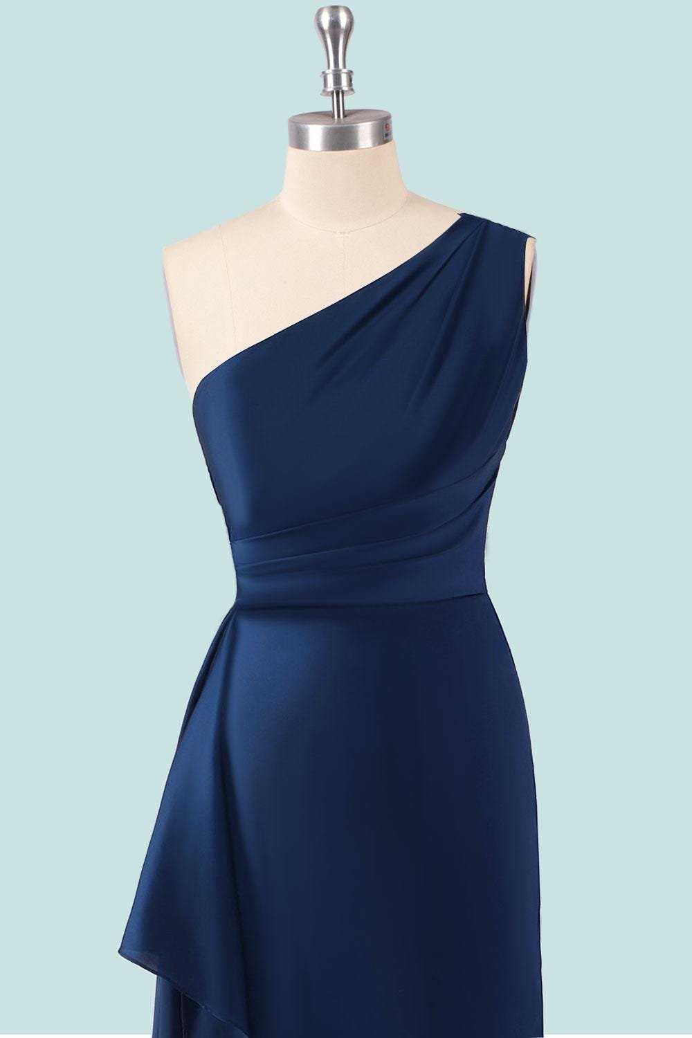 Navy Wedding Dress Ethereal Style, Custom Made Satin Bridal Gown, Outdoor Wedding Wear - Image 5