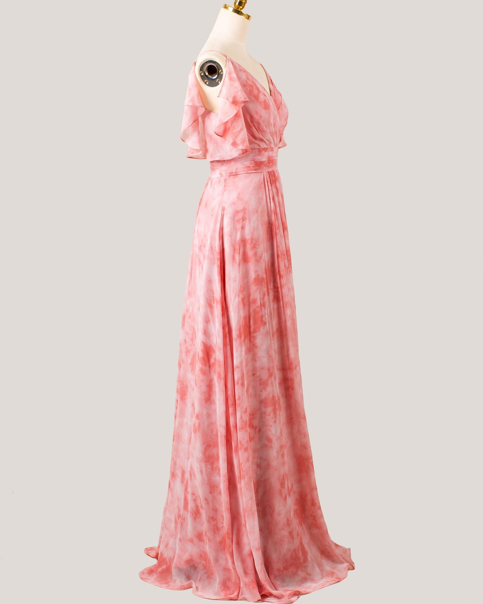 Pink Prom Dress 3D Floral Applique, Custom Made Chiffon Evening Gown, Formal Gala Wear - Image 4