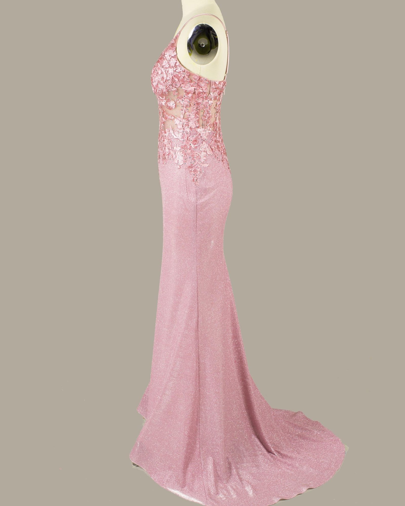 Pink Prom Dress 3D Floral Applique, Custom Made Crystal Evening Gown, Formal Gala Wear - Image 4