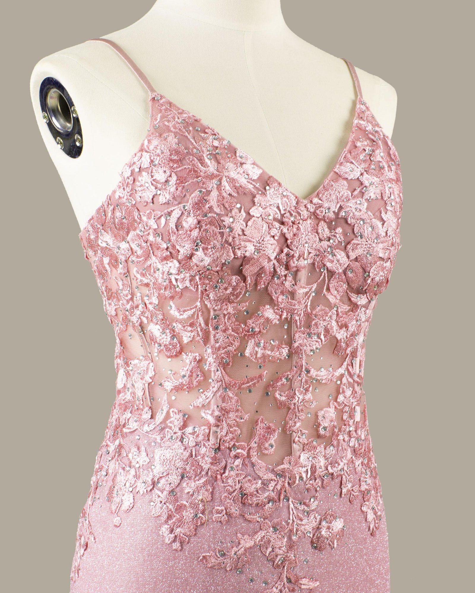Pink Prom Dress 3D Floral Applique, Custom Made Crystal Evening Gown, Formal Gala Wear - Image 6