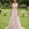3D Floral Applique Tulle Gown