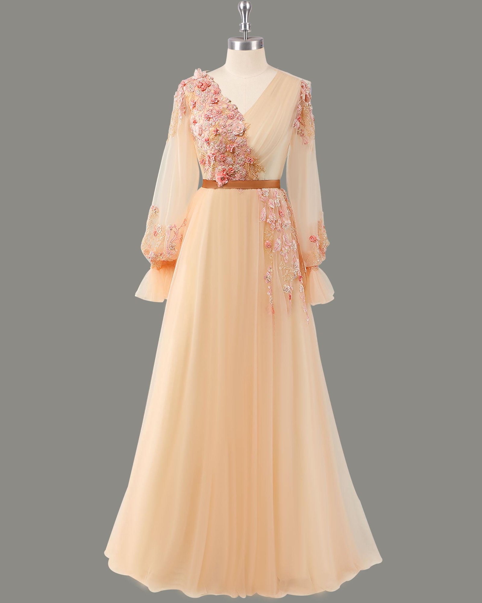 Prom Dress 2026 3D Floral Applique, Custom Made Beaded Evening Gown, Formal Gala Wear - Image 5